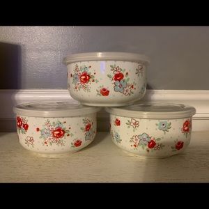 🌺Set of 3 Grace Pantry Porcelain Storage Bowls with lid🌺